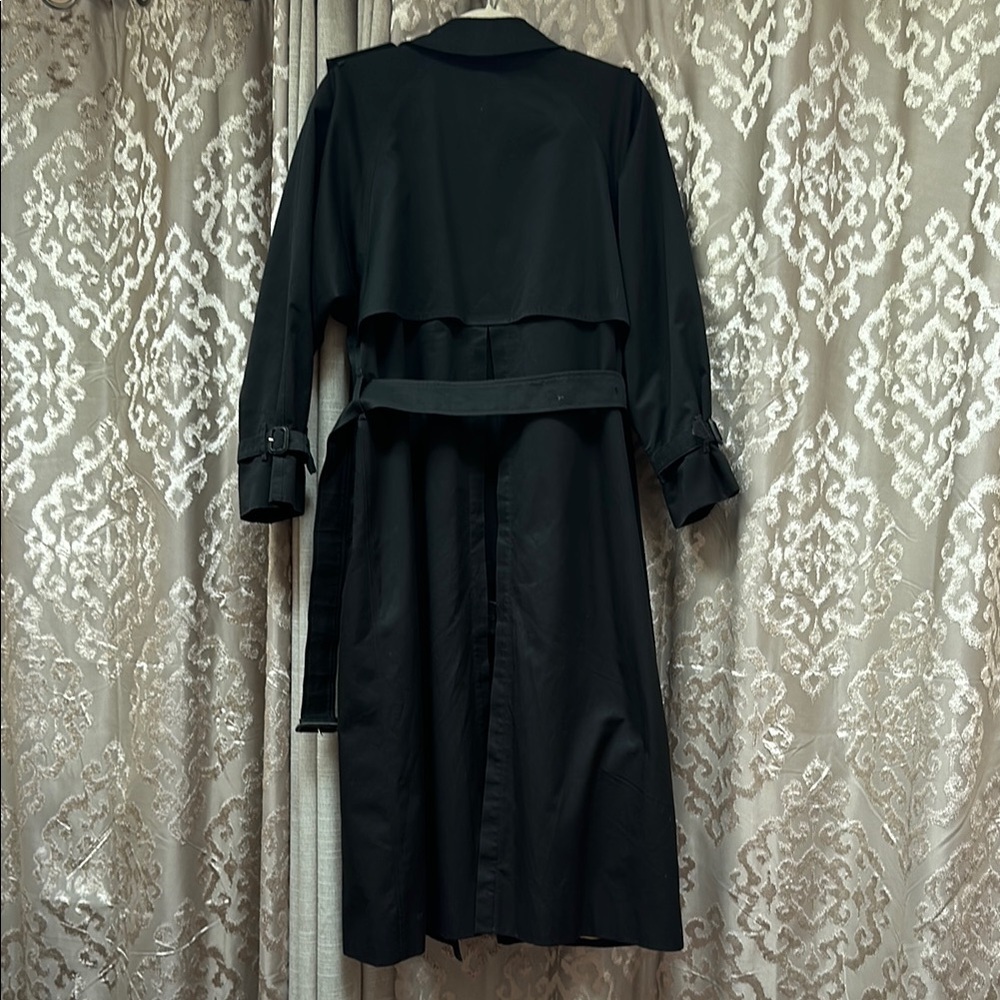 Burberrys Long Vintage Trench Coat Jacket Plaid Lining Black Size 10 X-Long - Picture 4 of 14